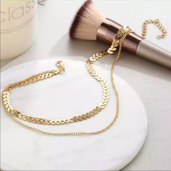 Fishbone Gold Silver Choker Boho Chain Necklace - Picture 3 of 8